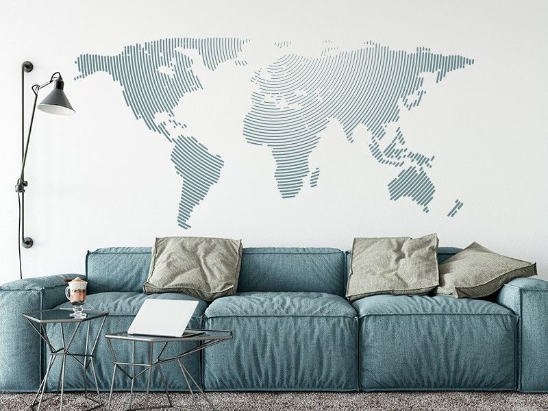 Sticker mural Mappemonde Circulaire résultat en situation