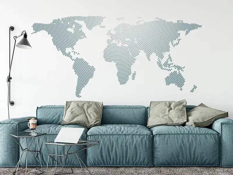 Sticker mural Mappemonde Circulaire résultat en situation Sticker mural Mappemonde Circulaire résultat en situation