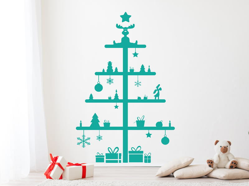 Sticker mural Sapin de Noël Cadeaux 2 résultat en situation