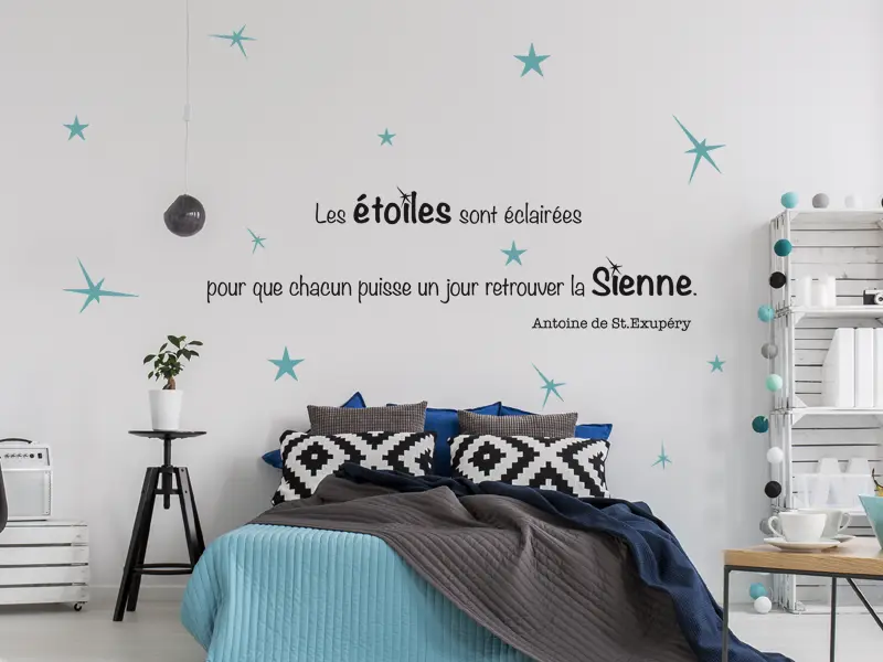 Sticker mural Petit Prince Citation Antoine de St Exupery 2 résultat en situation Sticker Citation Antoine de St Exupery 2