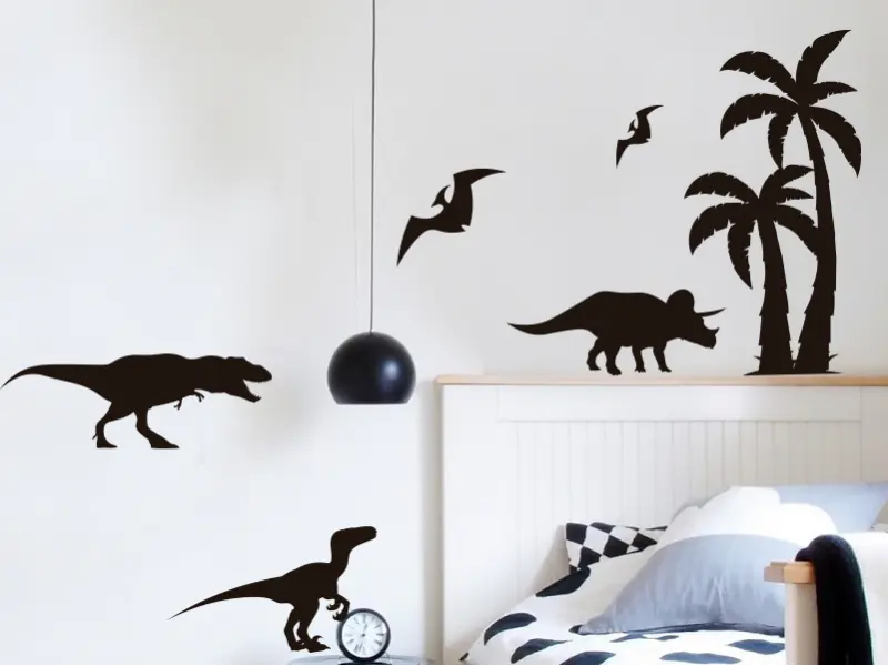 Sticker mural Dinosaures Pack Dinosaures Palmier résultat en situation gros plan Sticker Pack Dinosaures Palmier