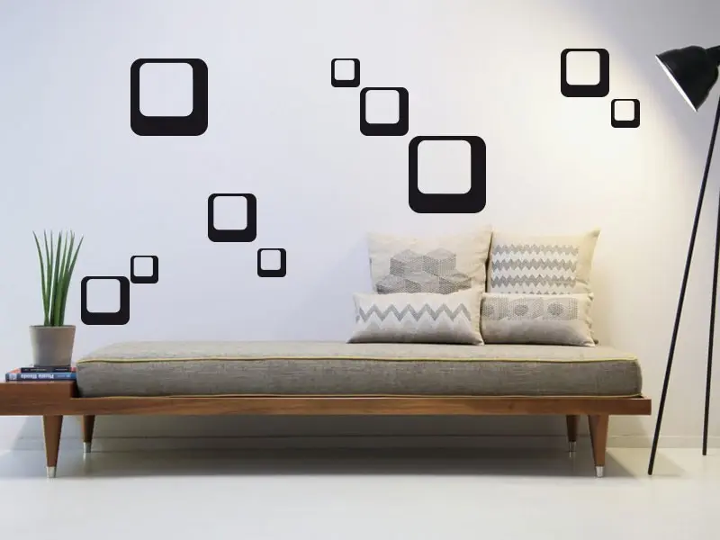 Sticker mural Pack Déco - Tendance Pack 10 Carrés résultat en situation Sticker Pack 10 Carrés