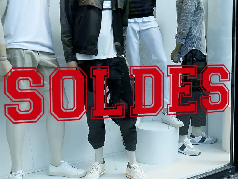 Sticker mural Saldos Soldes Old School résultat en situation gros plan Sticker Soldes Old School