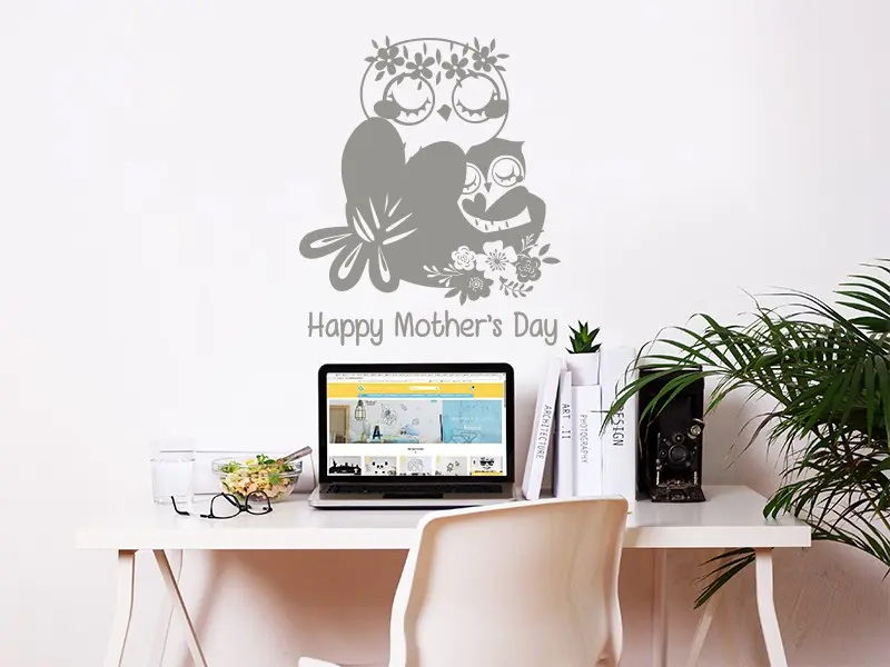 Sticker mural Animaux Famille Hibou résultat en situation Sticker Famille Hibou