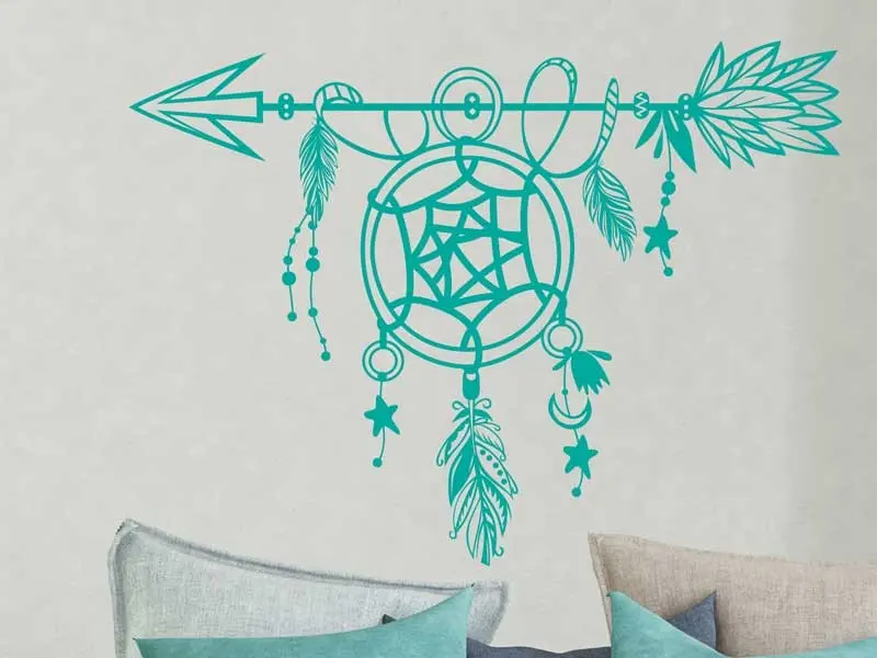 Sticker mural Autres Zen Capteur de Rêves Flêche Boho résultat en situation gros plan Sticker Capteur de Rêves Flêche Boho