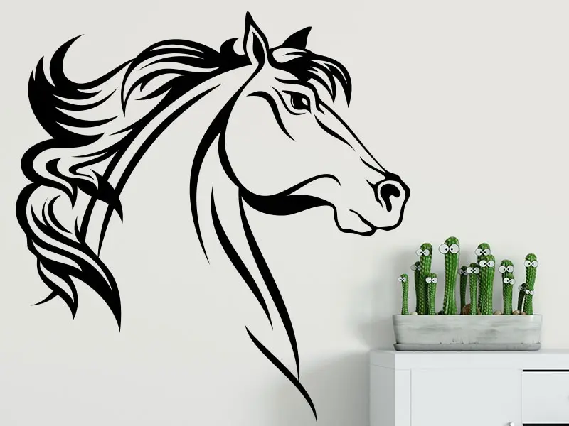 Sticker mural Sur la Terre Tête de Cheval 2 résultat en situation gros plan Sticker Tête de Cheval 2