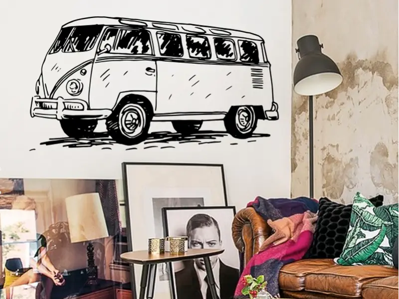 Sticker mural Auto & Moto Combi VW résultat en situation Sticker Combi VW