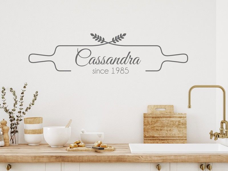 Autocolante de parede Rolo de pastelaria com texto personalizado