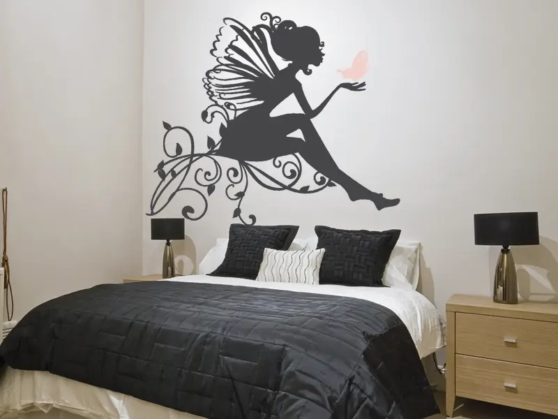 Sticker mural Féerique Fée Papillon 5 résultat en situation Sticker Fée Papillon 5