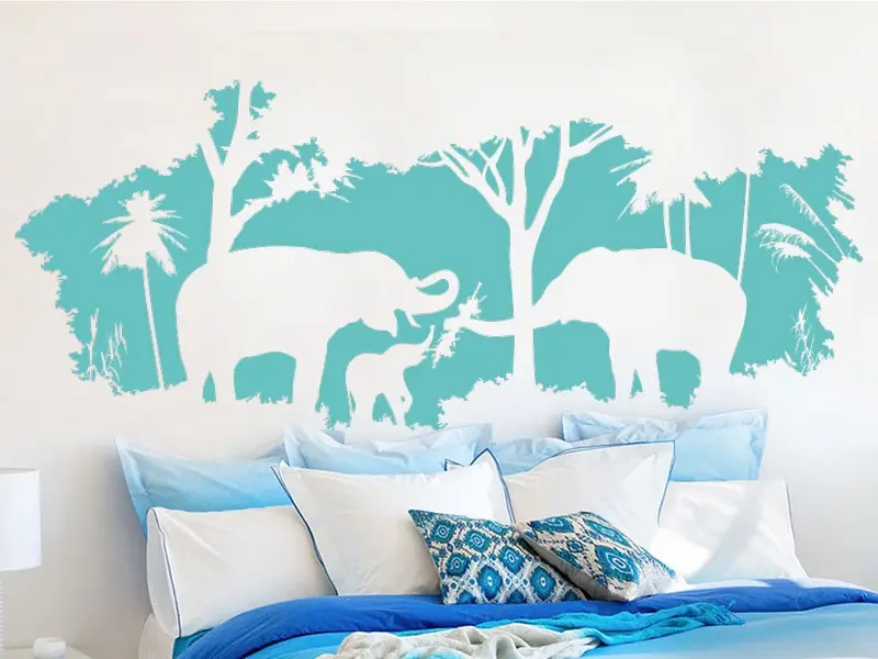 Sticker mural Paysages & Skylines Paysage éléphants résultat en situation gros plan Sticker Paysage éléphants