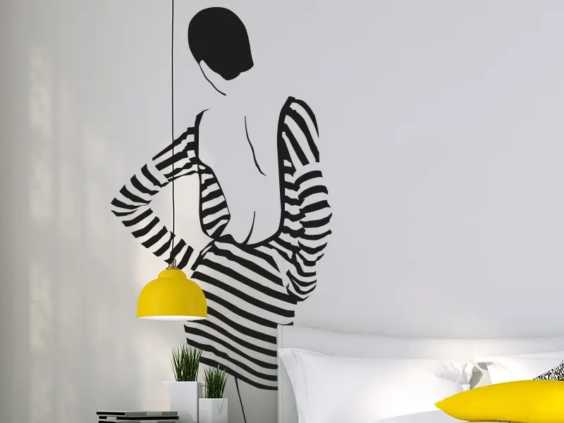 Sticker mural Silhouettes Silhouette Femme de dos résultat en situation gros plan Sticker Silhouette Femme de dos