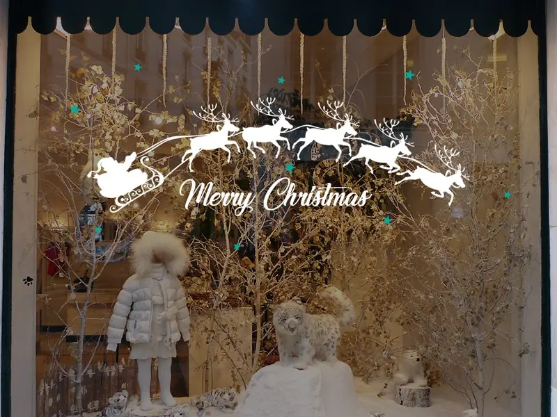 Sticker mural Noël Traineau de Noël Personnalisé résultat en situation Sticker Traineau de Noël Personnalisé