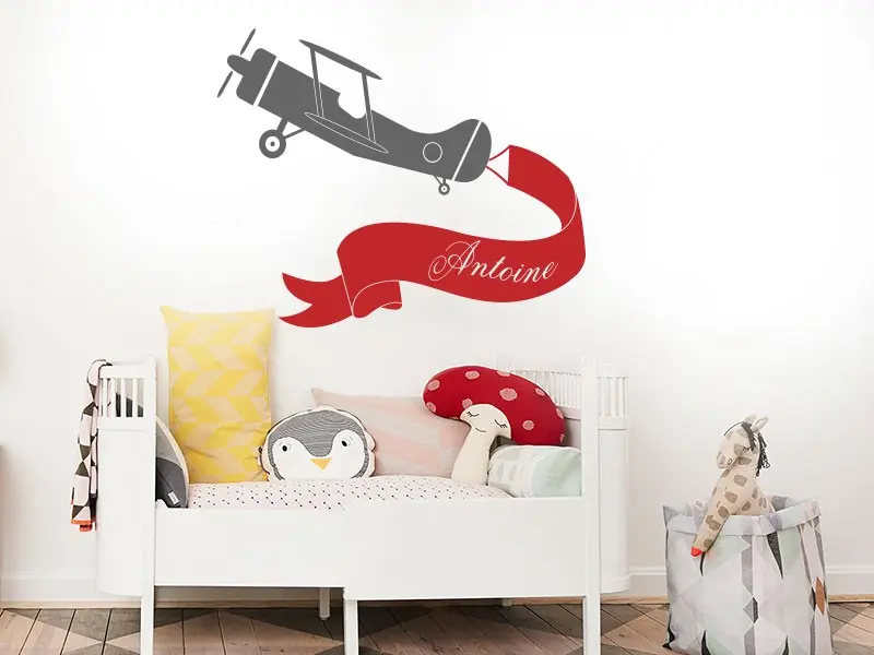 Sticker mural Avions & Bateaux Avion banderolle personnalisé résultat en situation Sticker Avion banderolle personnalisé