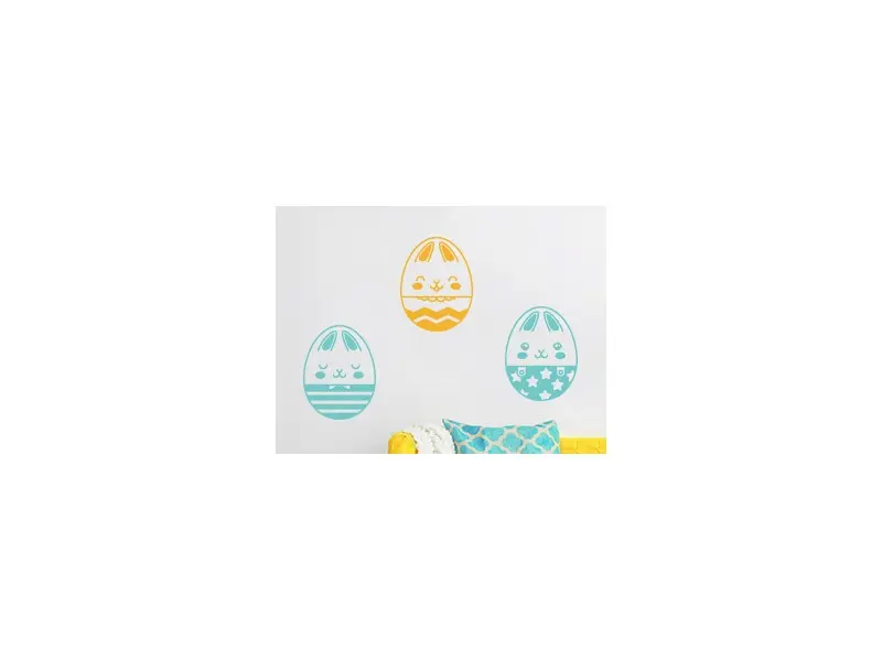 Sticker mural Pâques Pack Oeufs Lapin résultat en situation gros plan Sticker Pack Oeufs Lapin