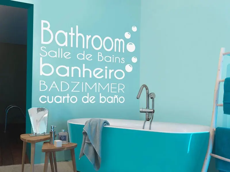 Sticker mural Stickers WC & Salle de bain Salle de bain Bathroom résultat en situation Sticker Salle de bain Bathroom