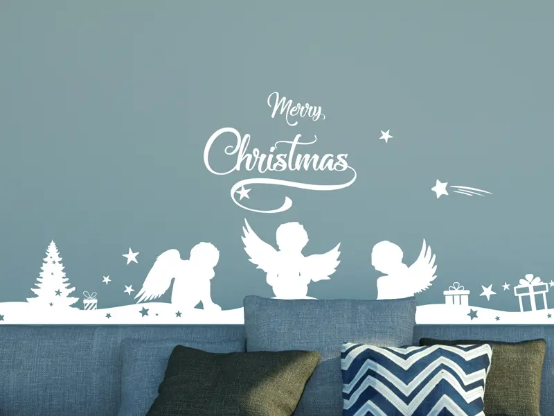 Autocolante Faixa Anjos de Natal résultat en situation gros plan Autocolante Faixa Anjos de Natal