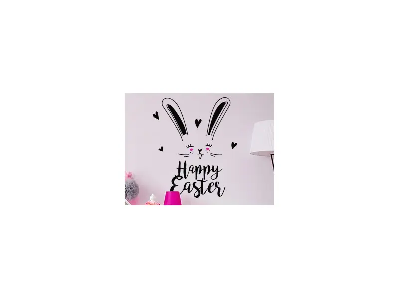 Sticker mural Pâques Happy Easter Lapin résultat en situation gros plan Sticker Happy Easter Lapin