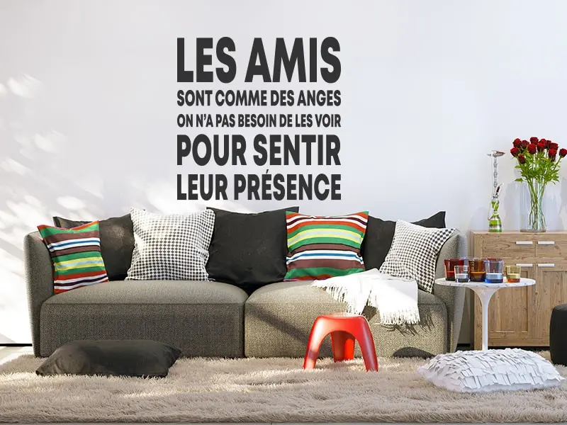 Sticker mural Citation Les Amis sont comme des Anges résultat en situation