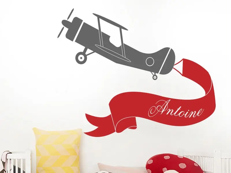 Autocolante de parede Avião Flâmula Personalizado