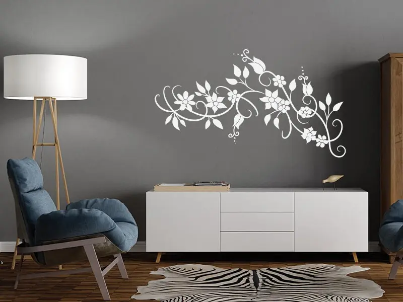 Sticker mural Stickers muraux fleurs Ornement Floral 5 résultat en situation Sticker Ornement Floral 5