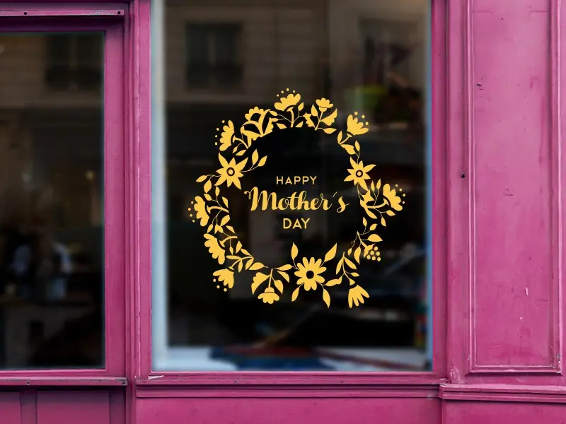 Autocolante de parede Happy Mother's Day Floral Autocolante de parede Happy Mother's Day Floral