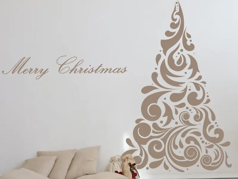 Sticker mural Noël Sapin de Noël Baroque 4 résultat en situation gros plan Sticker Sapin de Noël Baroque 4