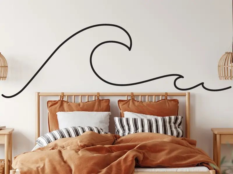 Sticker mural Mers et Océans Paysage Vague surf minimaliste résultat en situation gros plan Sticker Paysage Vague surf minimaliste