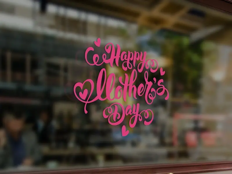 Sticker mural Happy Mother's Day Coeurs résultat en situation