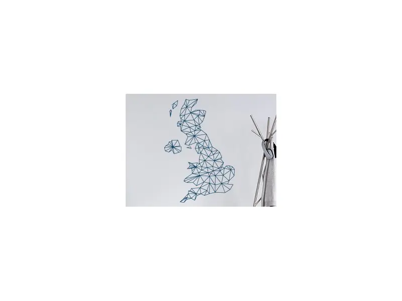 Sticker mural Origami - Géométrie Carte d'Angleterre Géométrique résultat en situation gros plan Sticker Carte d'Angleterre Géométrique
