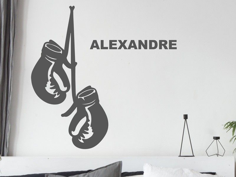 Autocolante de parede Luvas de boxe com texto personalizável