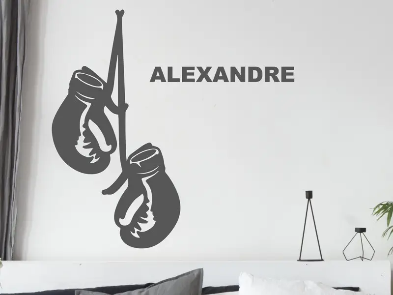 Autocolante de parede Luvas de boxe com texto personalizável Autocolante de parede Luvas de boxe com texto personalizável