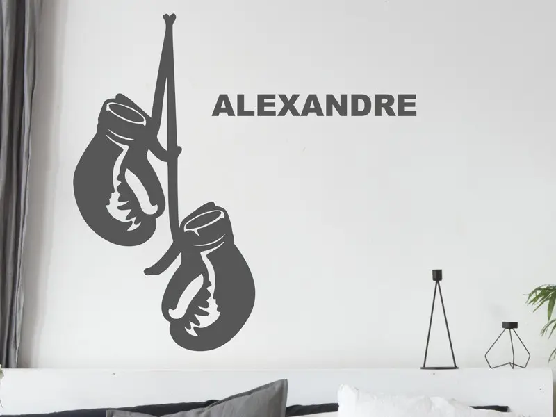 Sticker mural Autres Sports Gants de Boxe avec texte personnalisé résultat en situation Sticker Gants de Boxe avec texte personnalisé