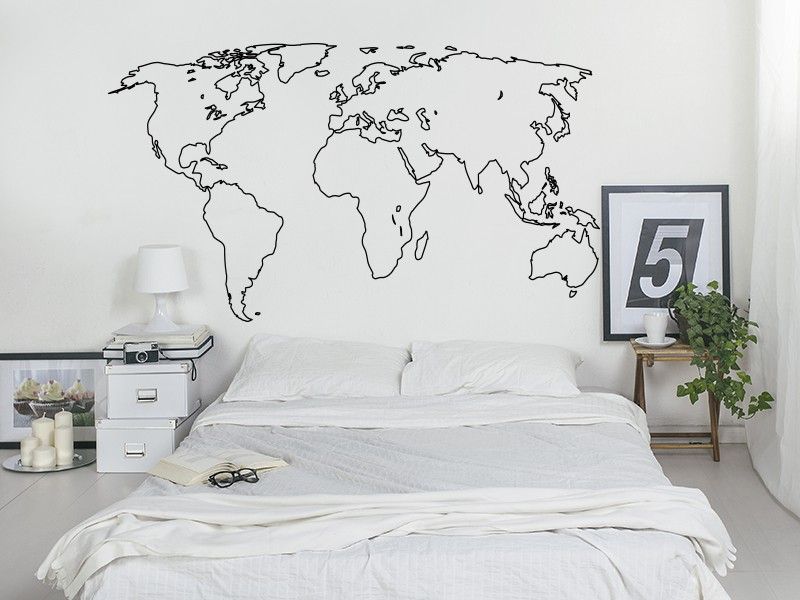Autocolante de parede Contorno Mapa do mundo
