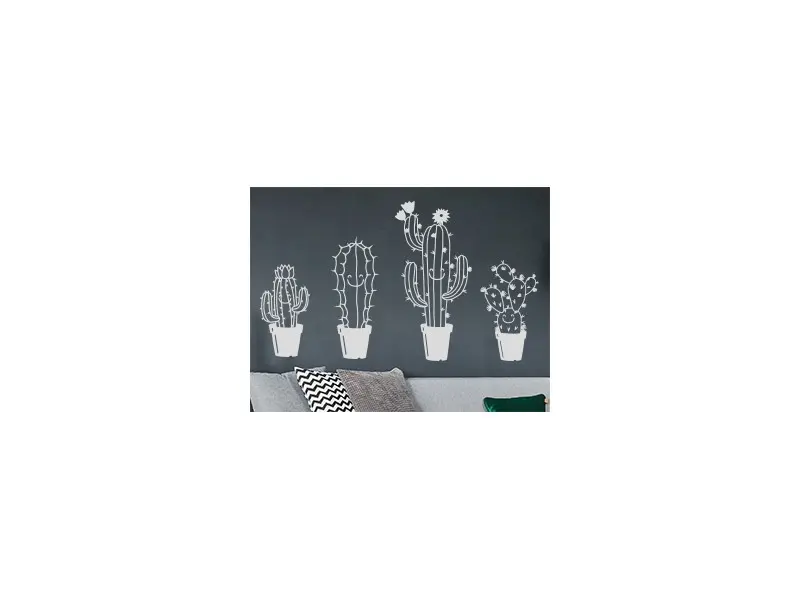 Sticker mural Cactus Pack Cactus Amusants résultat en situation gros plan Sticker Pack Cactus Amusants