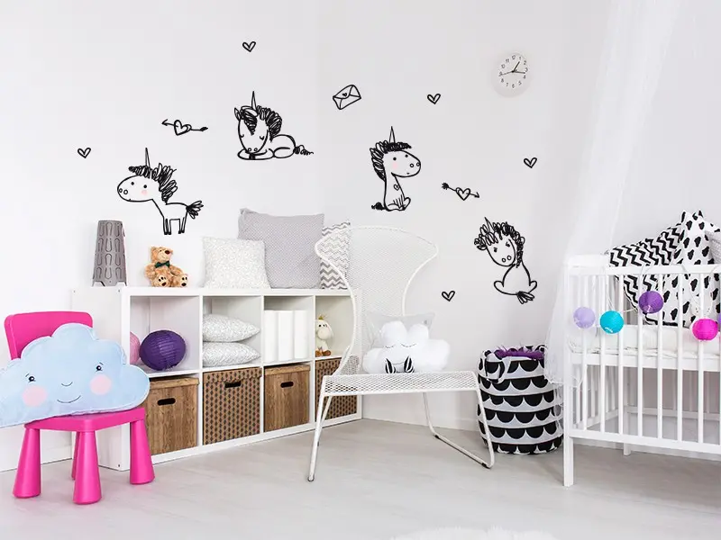 Sticker mural Animaux Pack Licornes résultat en situation Sticker Pack Licornes