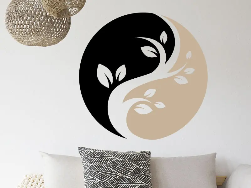 Sticker mural Symboles et Figures Yin-Yang Floral 3 résultat en situation gros plan Sticker Yin-Yang Floral 3