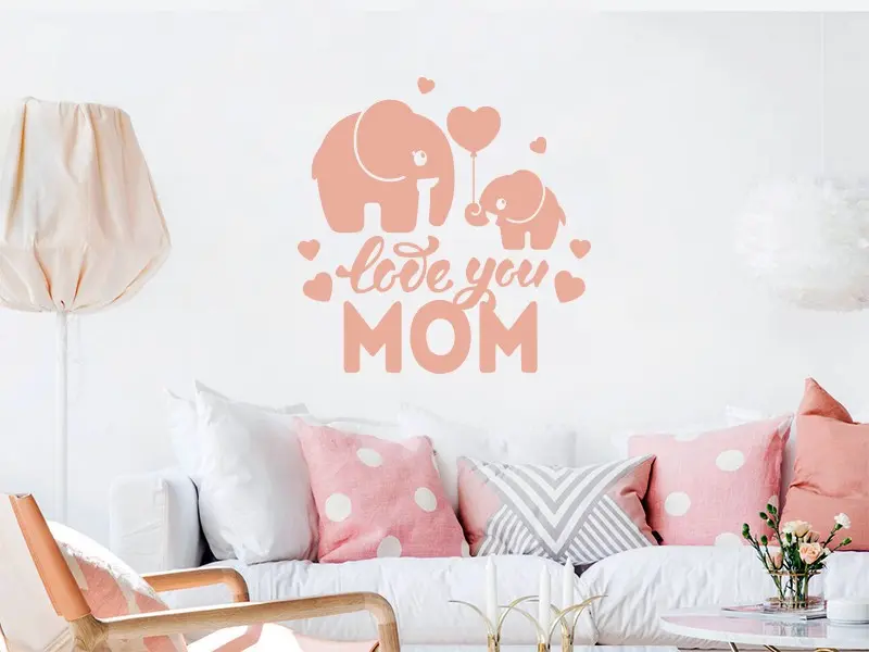 Sticker mural Autres événements Love You Mom résultat en situation Sticker Love You Mom