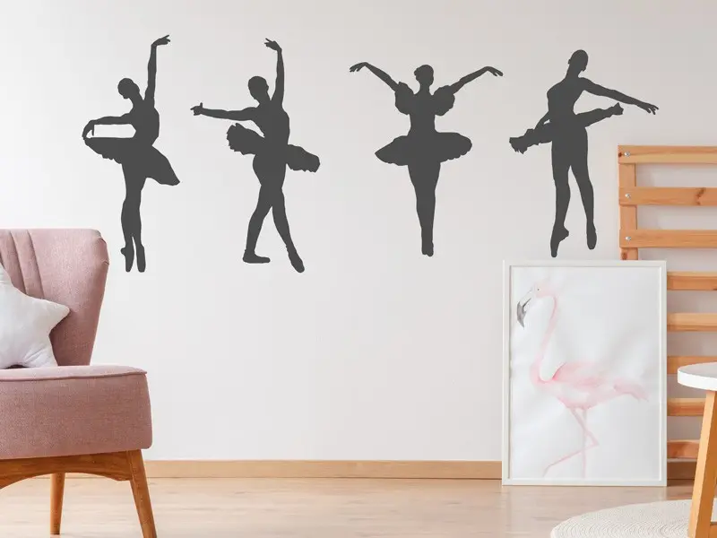 Sticker mural Silhouettes Pack 5 Danseuse classique résultat en situation Sticker Pack 5 Danseuse classique