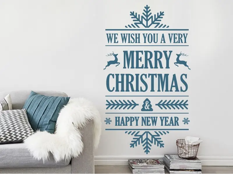 Sticker mural Noël Ornement de Noël Merry Christmas résultat en situation Sticker Ornement de Noël Merry Christmas