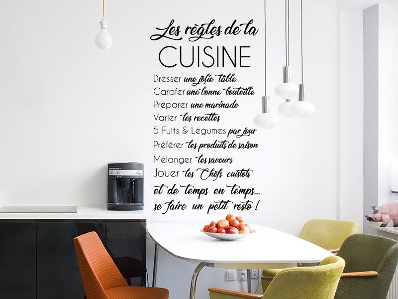 Sticker mural Les Règles de la Cuisine 2 résultat en situation