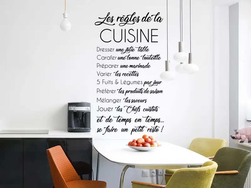 Sticker mural Les Règles de la Cuisine 2 résultat en situation