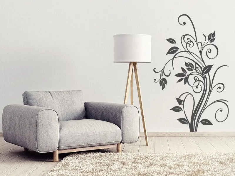 Sticker mural Stickers muraux fleurs Floral Elégant résultat en situation Sticker Floral Elégant