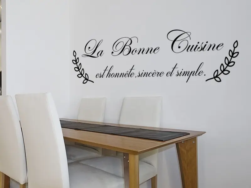 Sticker mural Citation La Bonne Cuisine résultat en situation