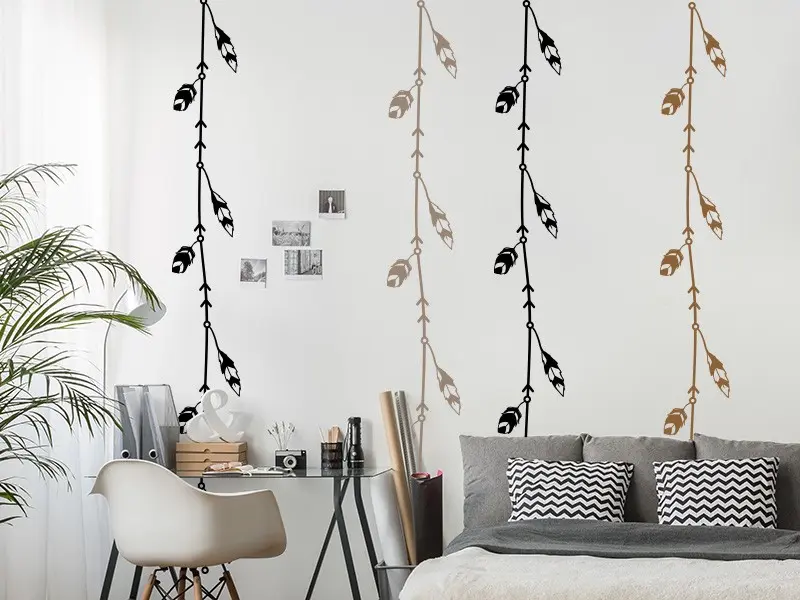 Sticker mural Déco Frise Plumes résultat en situation Sticker Frise Plumes