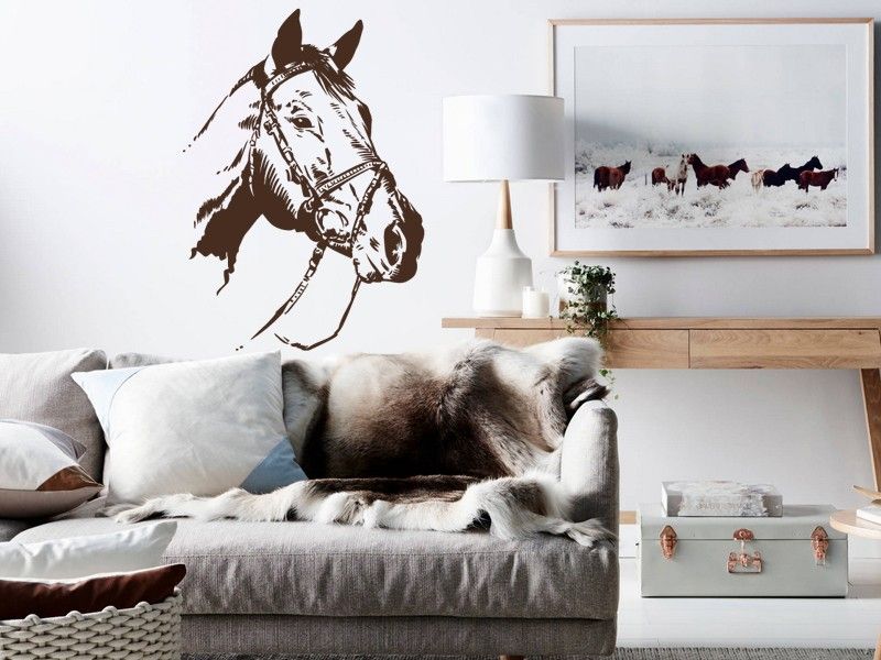 Sticker mural Tête de Cheval résultat en situation