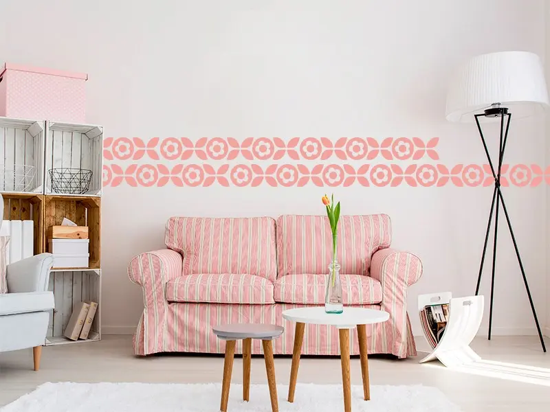 Sticker mural Déco Frise Deco Fleurs résultat en situation Sticker Frise Deco Fleurs