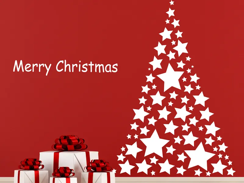 Sticker mural Noël Sapin de Noël Etoiles résultat en situation gros plan Sticker Sapin de Noël Etoiles