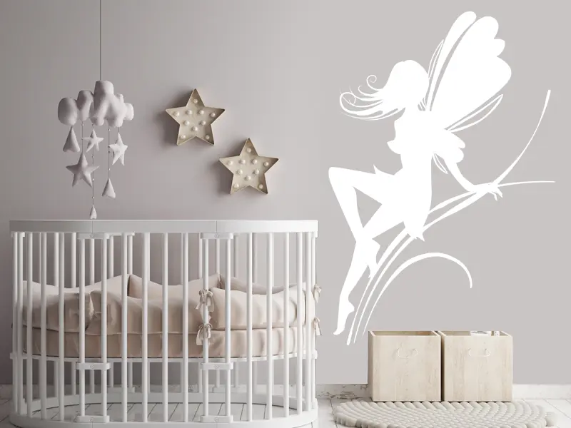 Sticker mural Féerique Fée Papillon 3 résultat en situation Sticker Fée Papillon 3