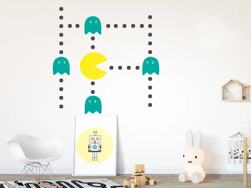 Sticker mural Autres jeux Pacman résultat en situation Sticker Pacman