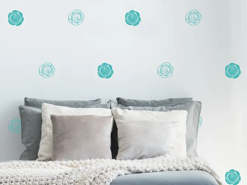 Sticker mural Stickers muraux fleurs Pack Fleurs Roses résultat en situation gros plan Sticker Pack Fleurs Roses